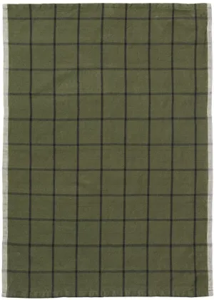 Ferm Living Hale Tea Towel, Green Black
